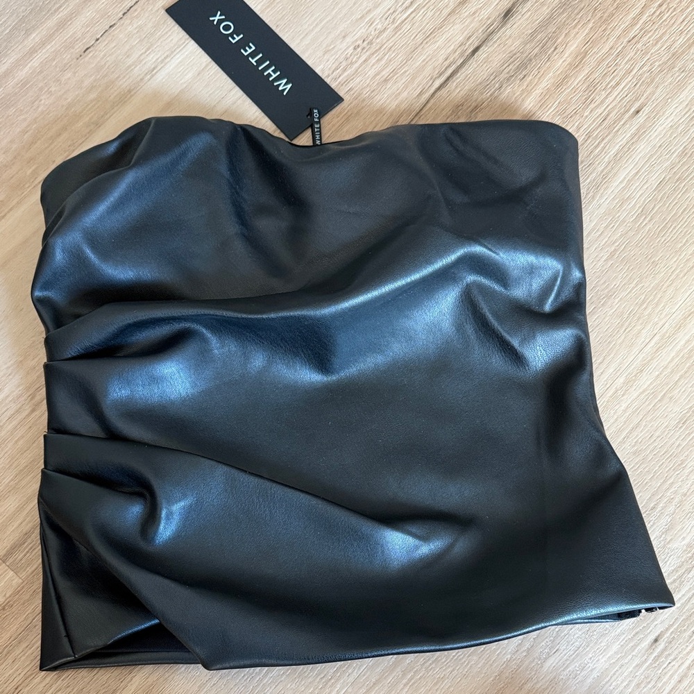 White Fox Boutique Black Leather Tube Top